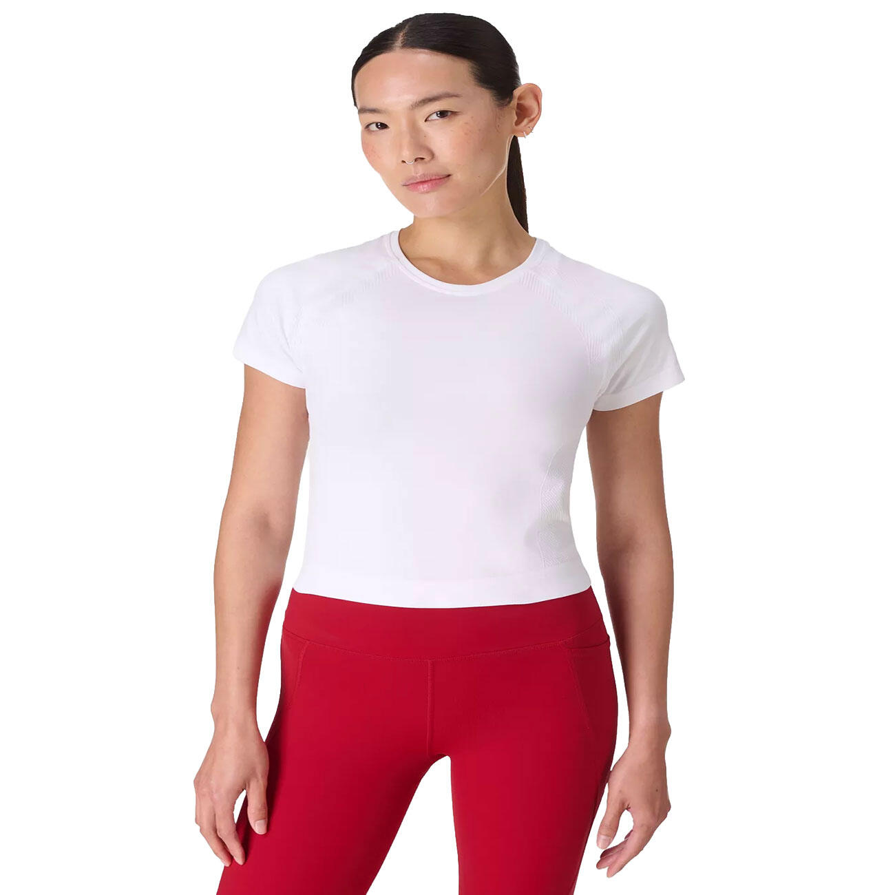 SWEATY BETTY Athlete Crop Seamless Workout T-Shirt  WIT XXL 5/7