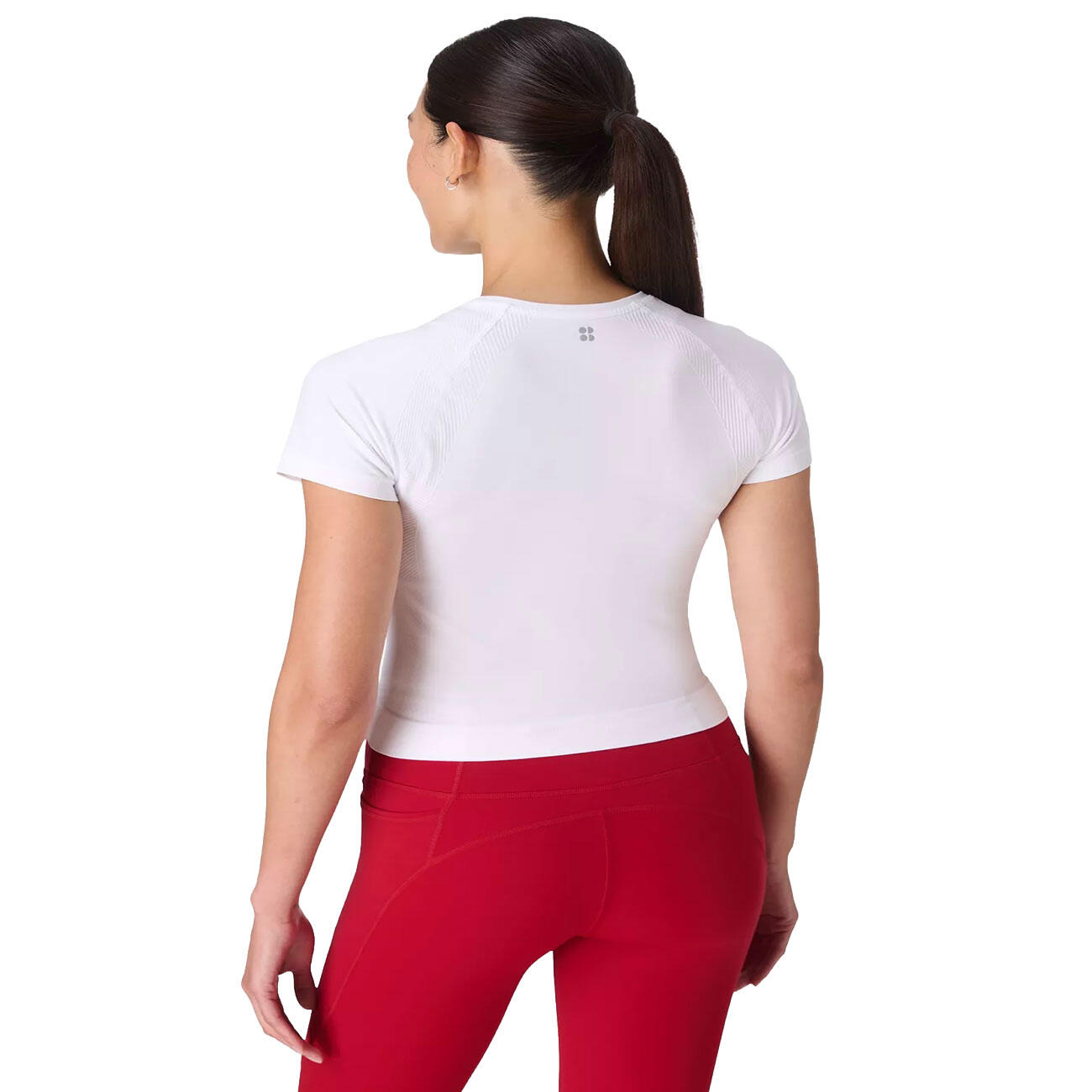 SWEATY BETTY Athlete Crop Seamless Workout T-Shirt  WIT XXL 4/7