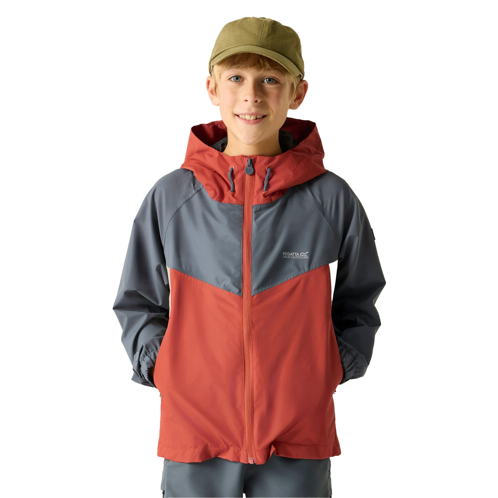 Veste Imperméable HANLEIGH Enfant (Orange Foncé / Blanc Cassé / Gris Foncé) 4/5