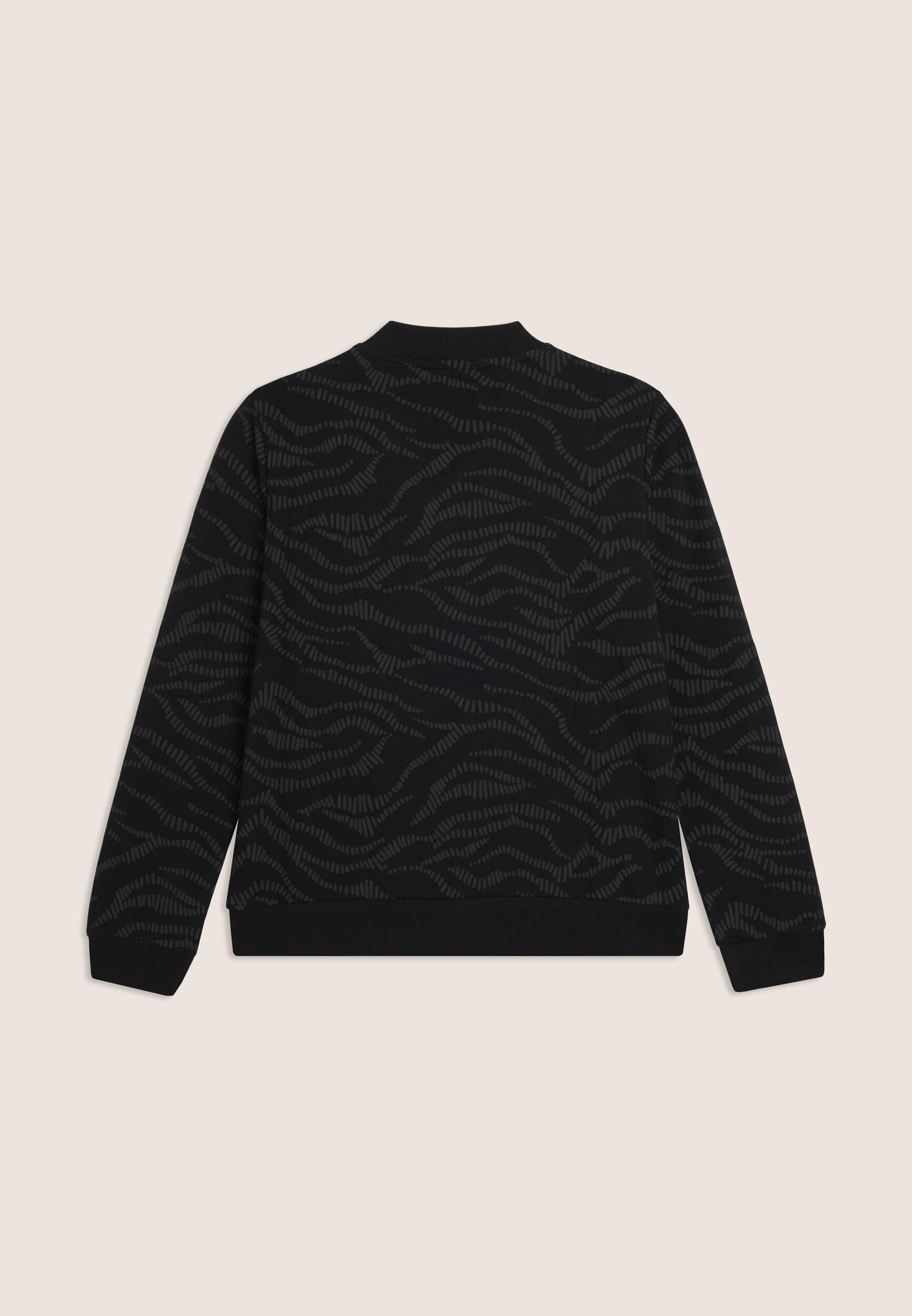 Felpa Zip con Collo Bomber e Motivo Grafico 2/3