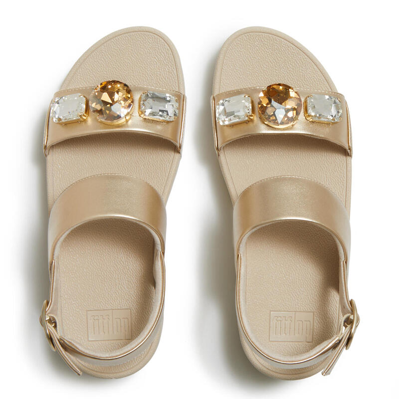 FITFLOP FitFlop Lulu Ultra-Jewel Metallic Back-Strap Sandals  PLATINO 37
