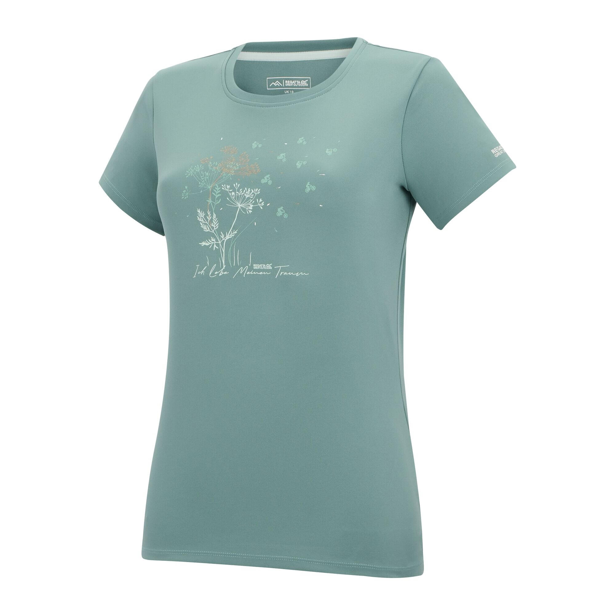 Tshirt Motif/style Plantes FINGAL SLOGAN Femme (Turquoise Pastel) 3/5