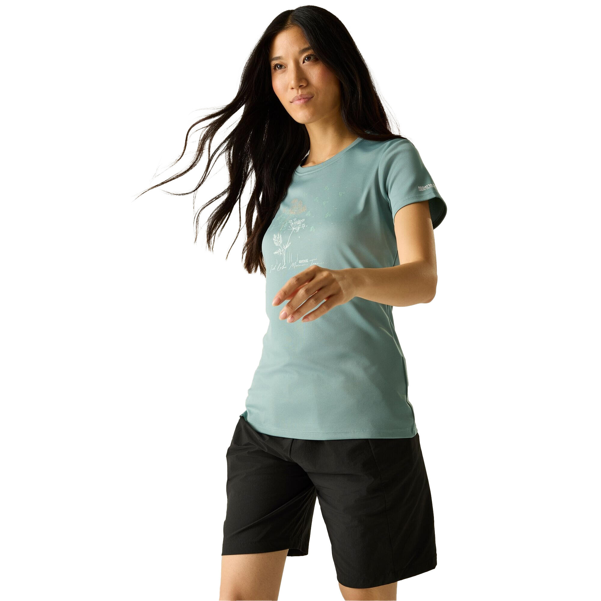 Tshirt Motif/style Plantes FINGAL SLOGAN Femme (Turquoise Pastel) 4/5