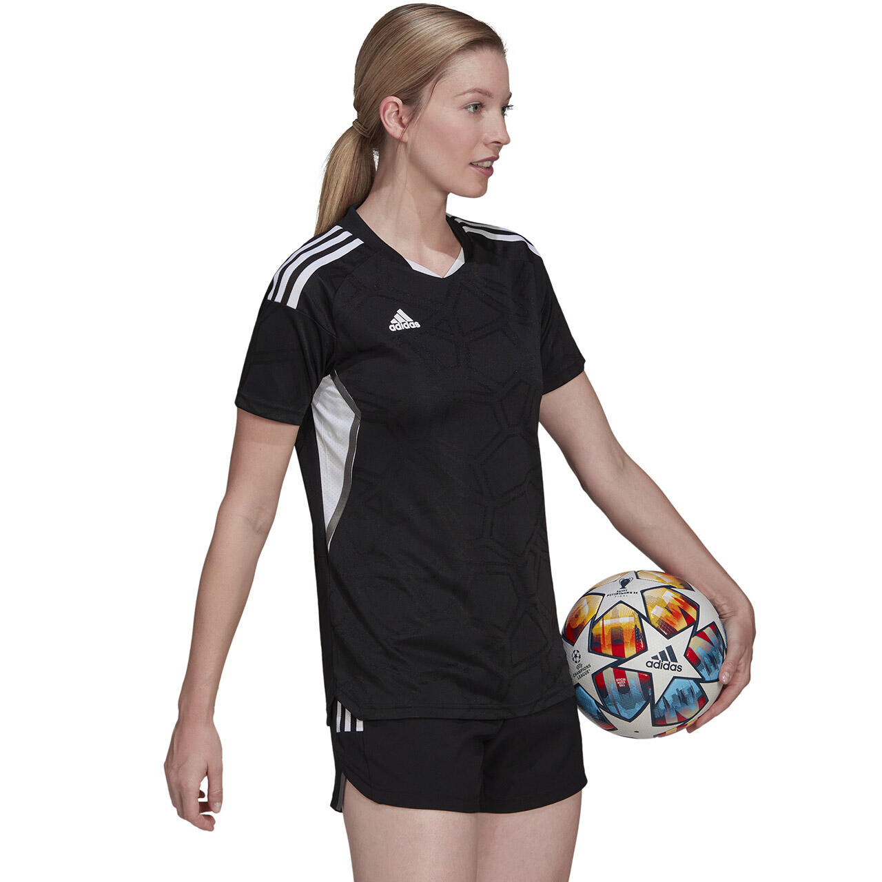 Maglia da calcio ADIDAS donna AEROREADY, maniche corte, aderente, Nero 5/7