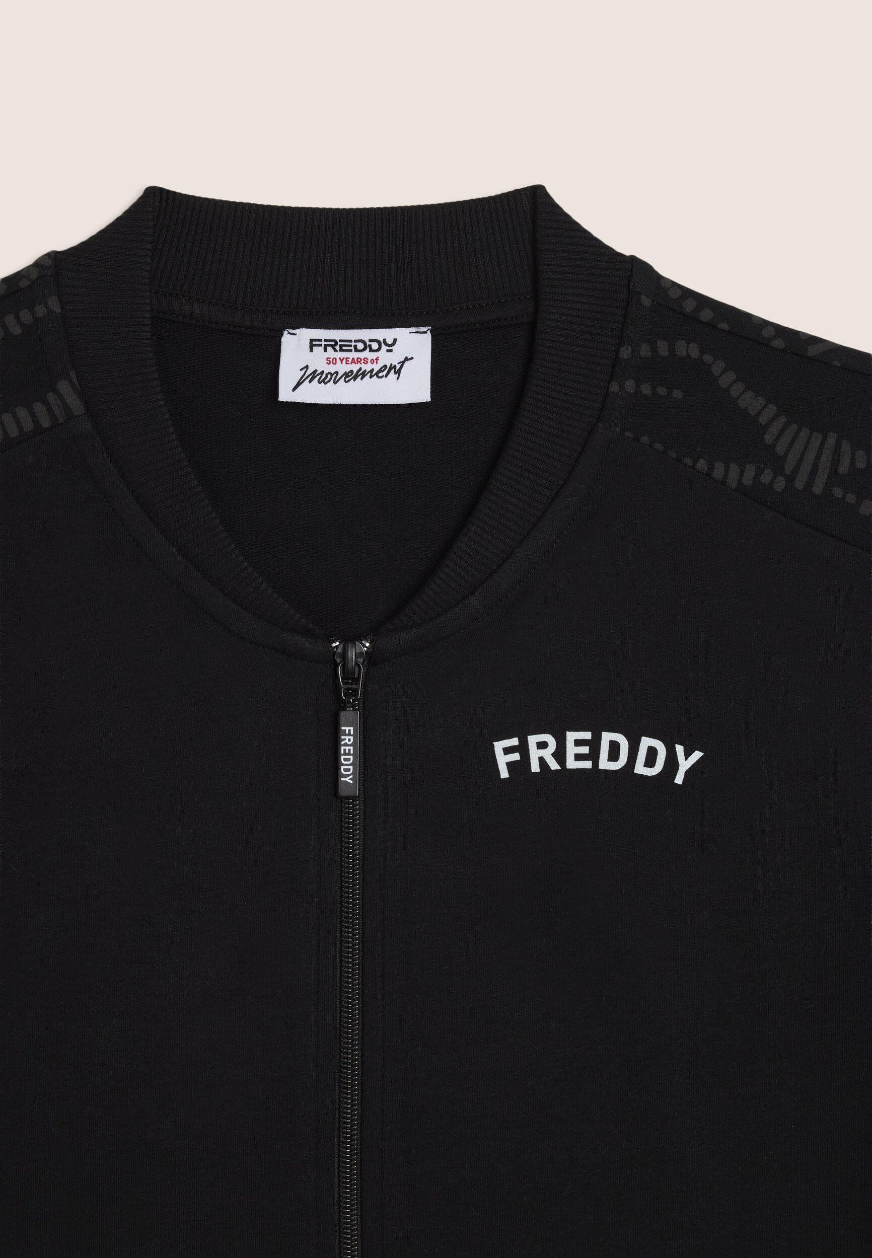 Felpa Zip con Collo Bomber e Motivo Grafico 3/3