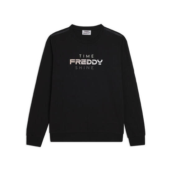 Felpa Girocollo con Logo FREDDY e Slogan "Time Shine