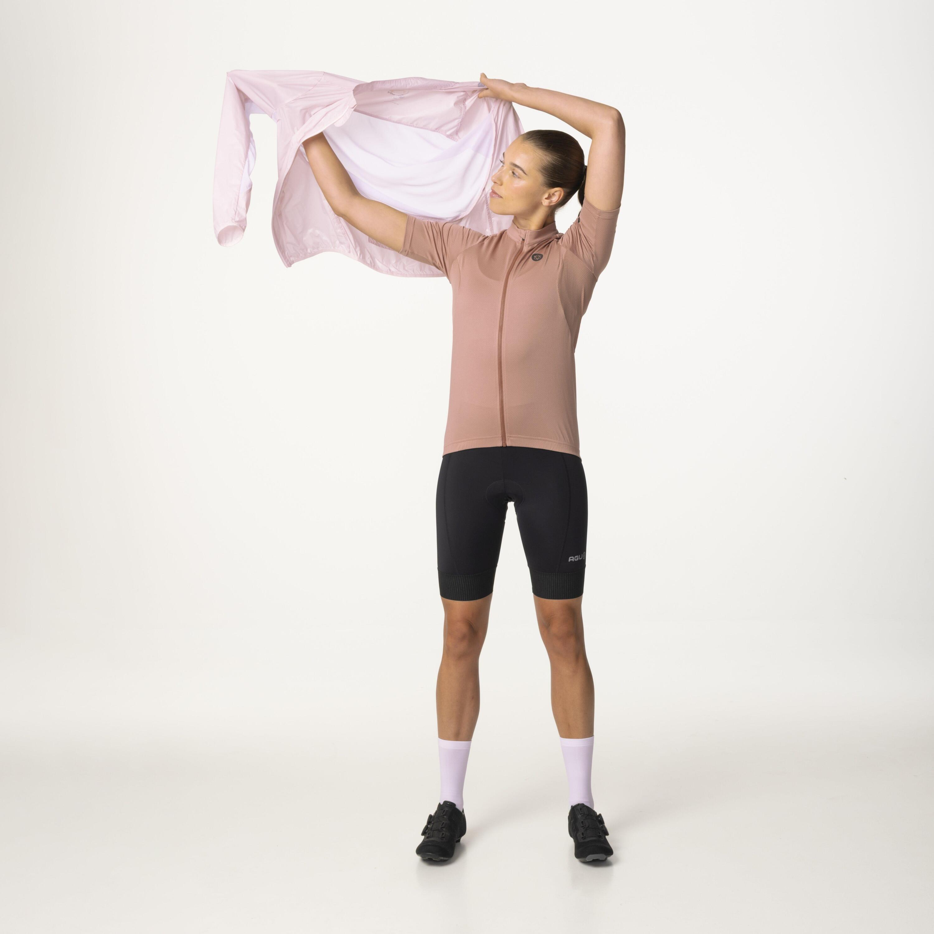Coupe-vent vélo femme Essential léger rose 6/7