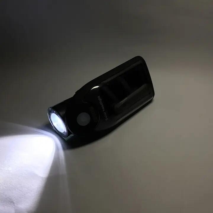 Far solar & reincarcabil USB, LED puternic, 3 moduri luminare, negru 3/7