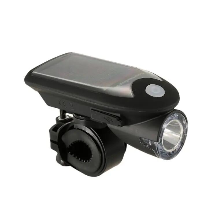 Far solar & reincarcabil USB, LED puternic, 3 moduri luminare, negru 2/7