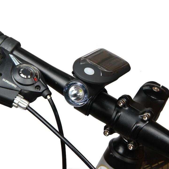 Far solar & reincarcabil USB, LED puternic, 3 moduri luminare, negru