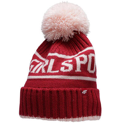 4f meisjesmuts met pompon en 'girls power'