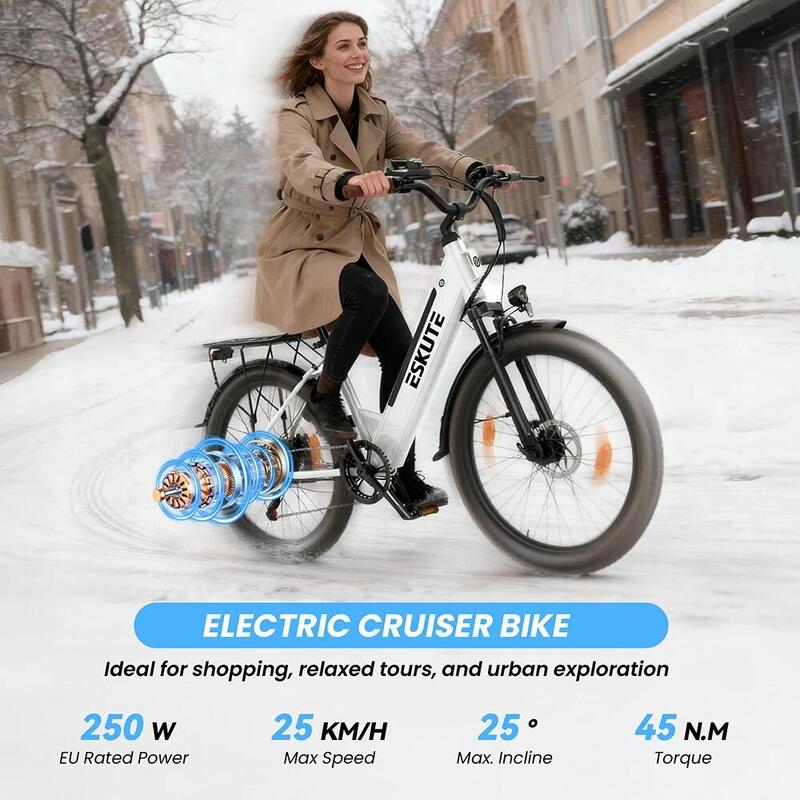 Bicicletă electrică ESKUTE C100 Plus 26" pentru navetiști, baterie 36V 13Ah