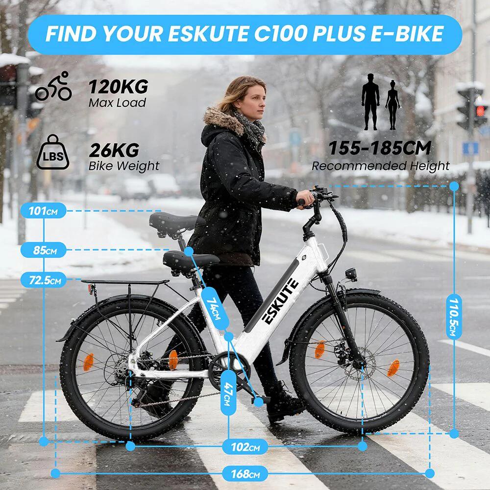 Bicicletta elettrica da città ESKUTE C100 Plus 26" con batteria da 36V 13Ah 4/7