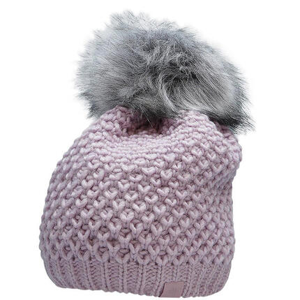 Bonnet femme 4F violet clair avec pompon