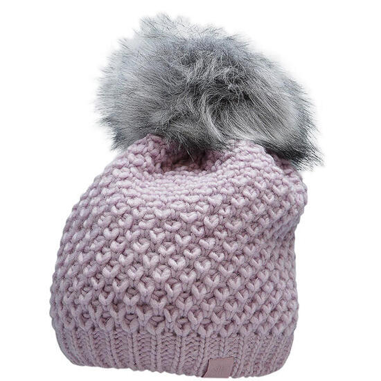 Bonnet femme 4F violet clair avec pompon