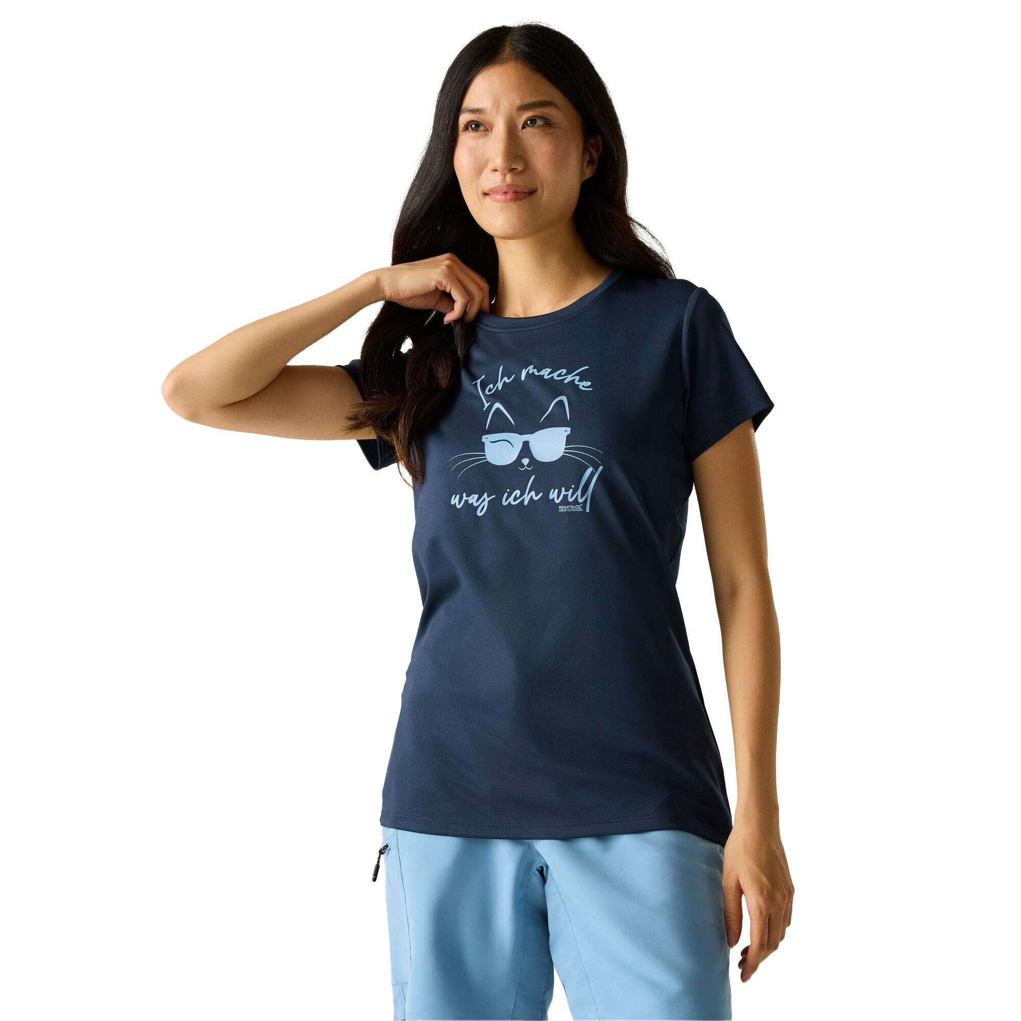 Womens/Ladies Fingal Slogan Cat TShirt (Navy Blue) 4/5