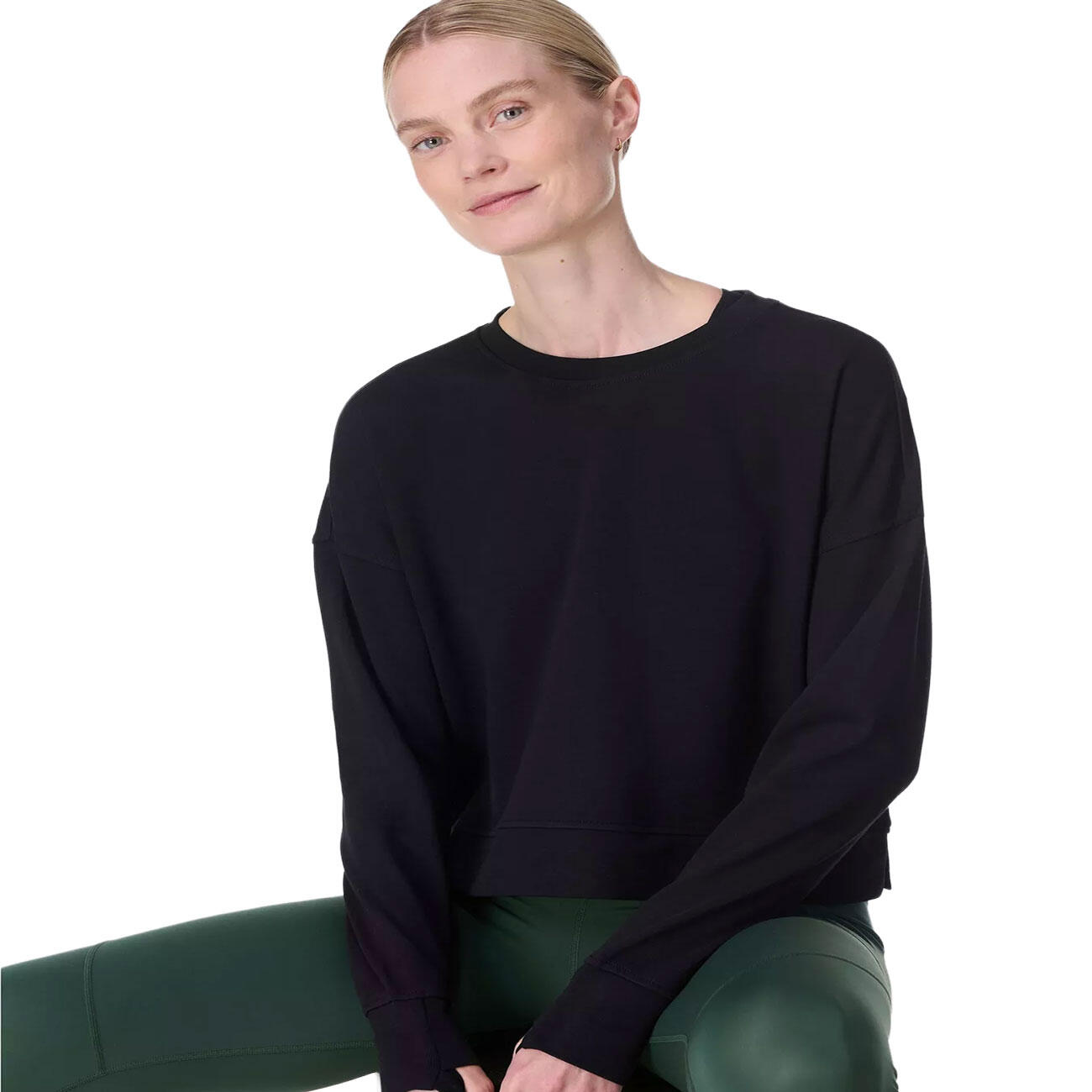 SWEATY BETTY After Class Crop Sweatshirt  ZWART XL 2/7