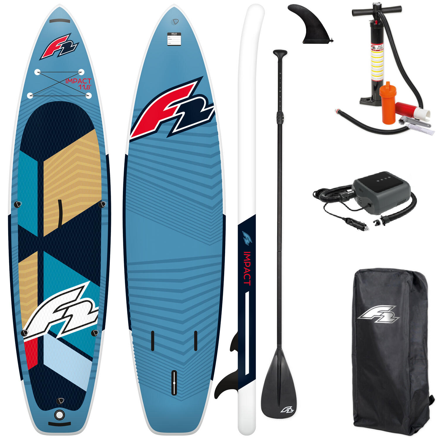 DESKA SUP POMPOWANA F2 IMPACT 10'8'' 325 CM + ELEKTRYCZNA POMPKA PBG 6 12V 1/6