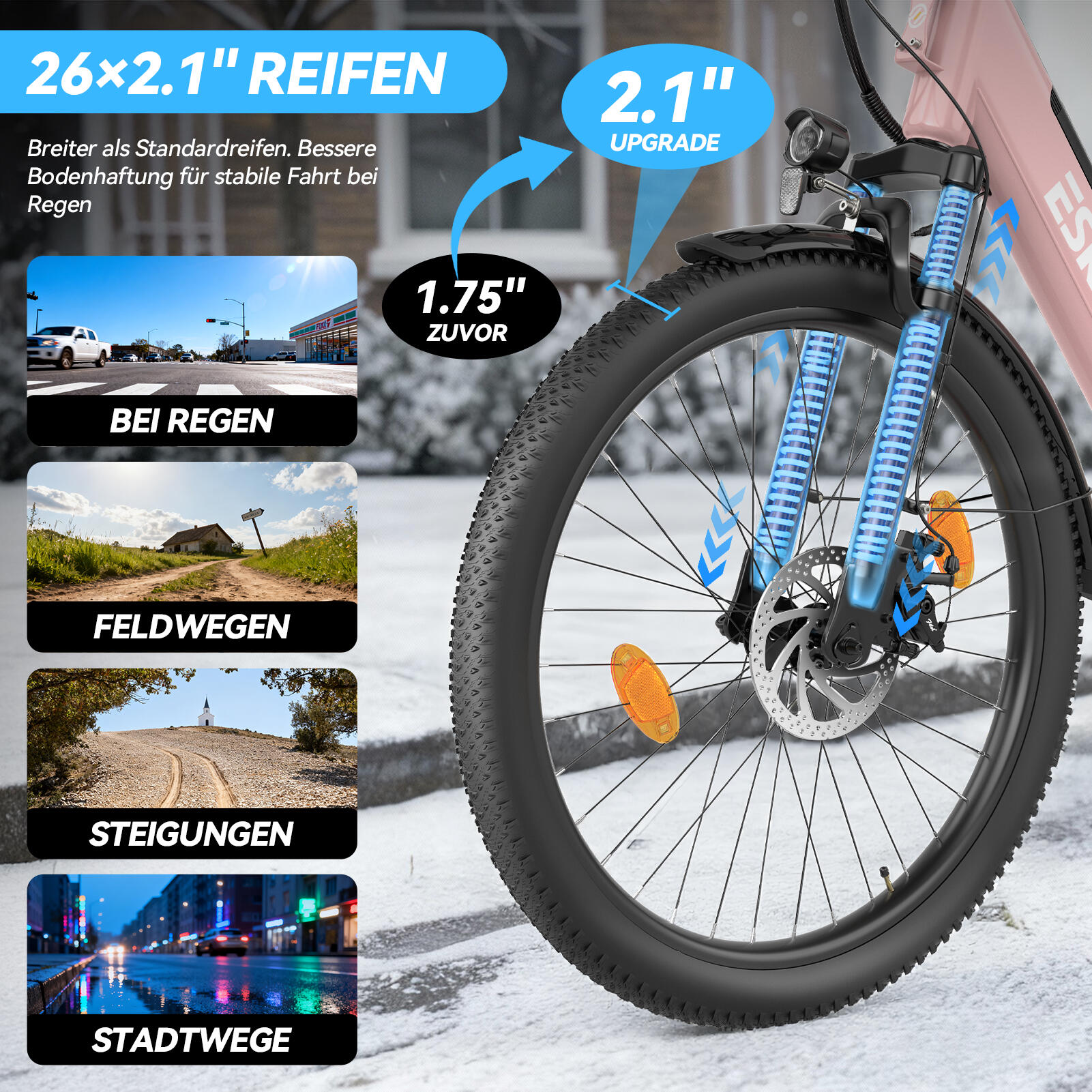 Bicicletta elettrica ESKUTE C100 Plus 26", motore da 250W, batteria da 36V 13Ah 4/7