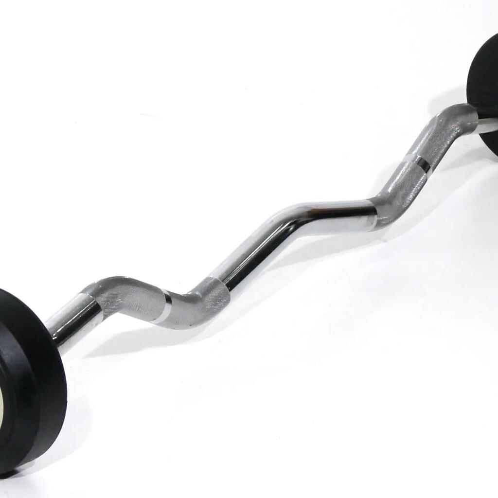 Fixed Curl Barbell with Rubber Ends - 15 kg