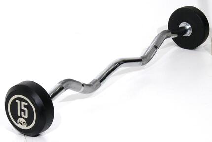 Barre Curl Fixe en Caoutchouc - 15 kg