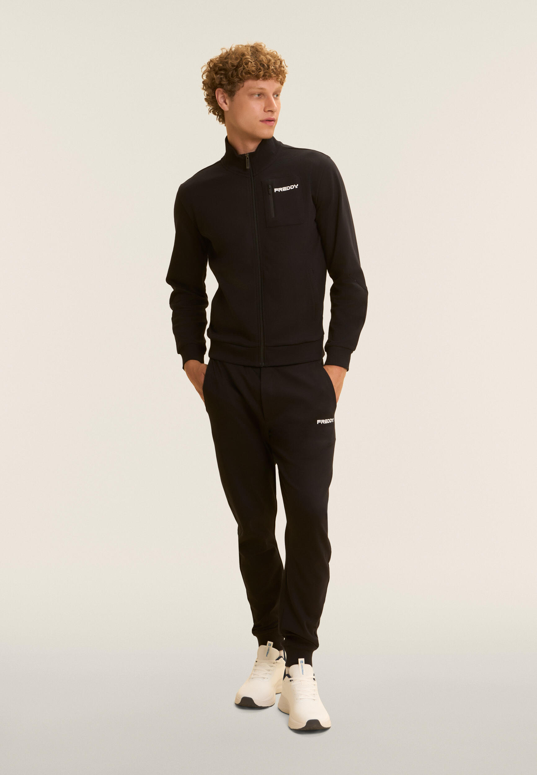 Tuta uomo zip e collo alto in cotone Interlock 2/5