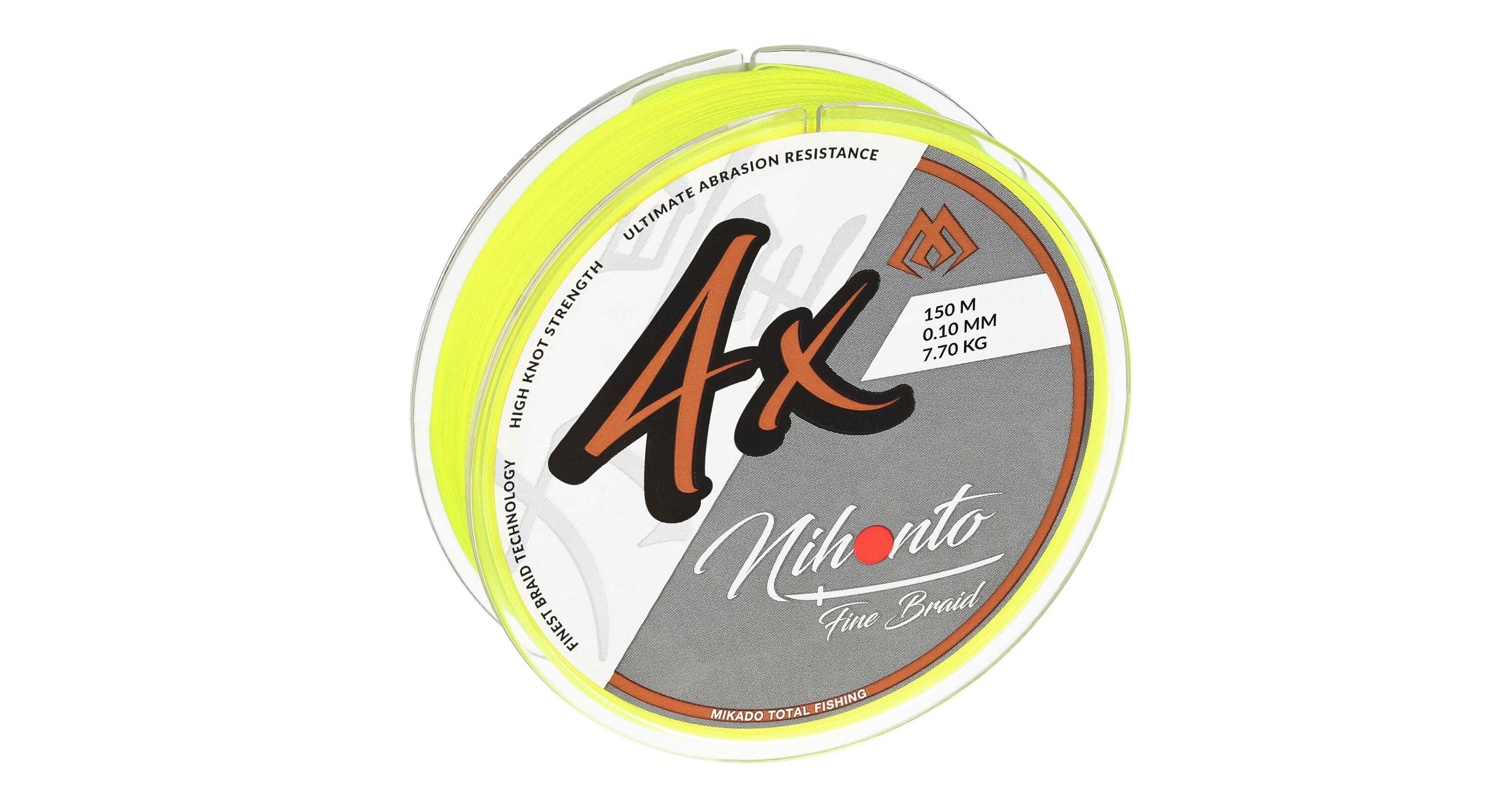 Nihonto gevlochten lijn 0,14mm 9,7kg 150m fluo geel 2/3