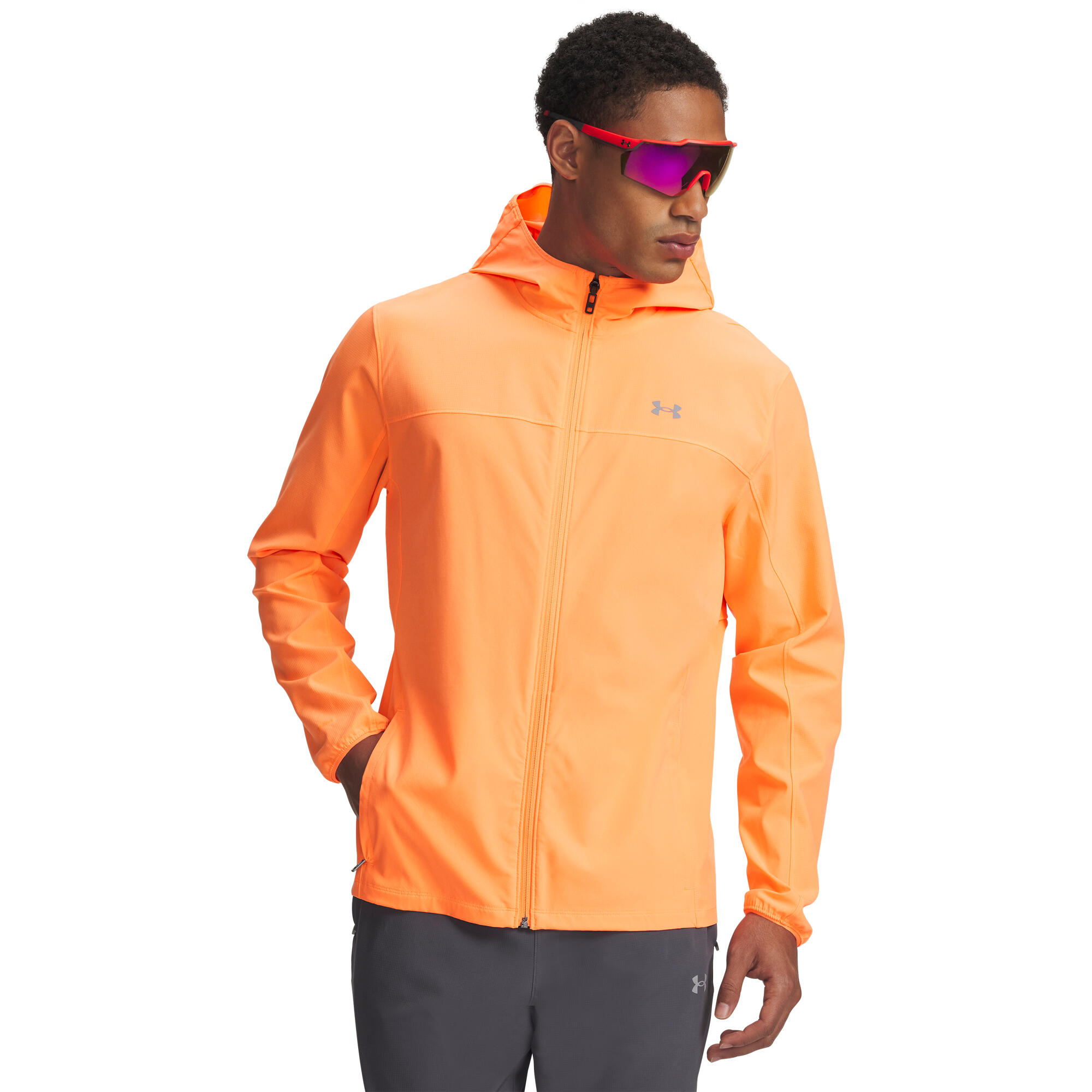 Jachetă impermeabilă Under Armour Velociti Pro Storm pentru bărbați (Portocalie)