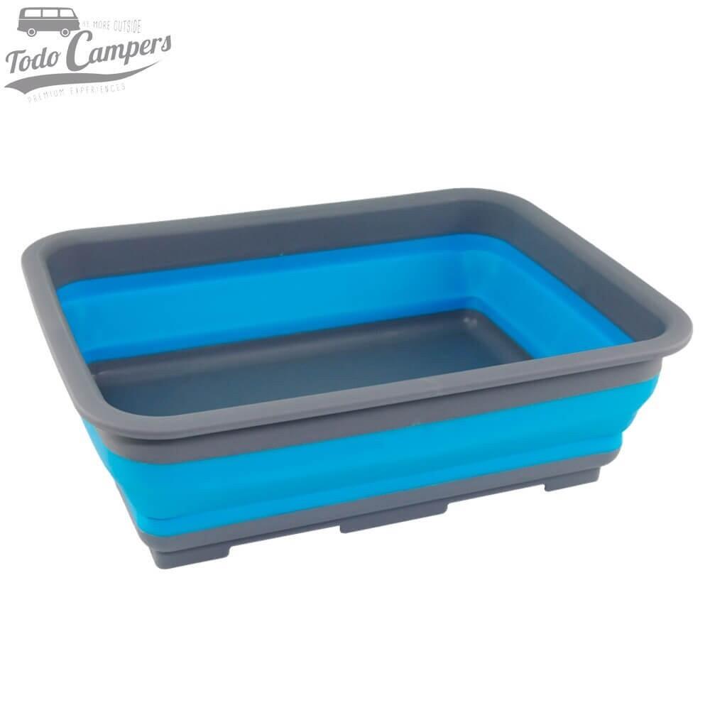 Cesta universal plegable de silicona azul sin asas 3/7