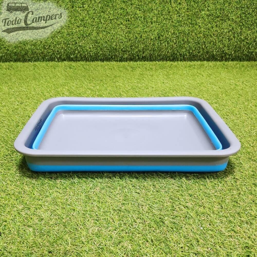 Cesta universal plegable de silicona azul sin asas 7/7