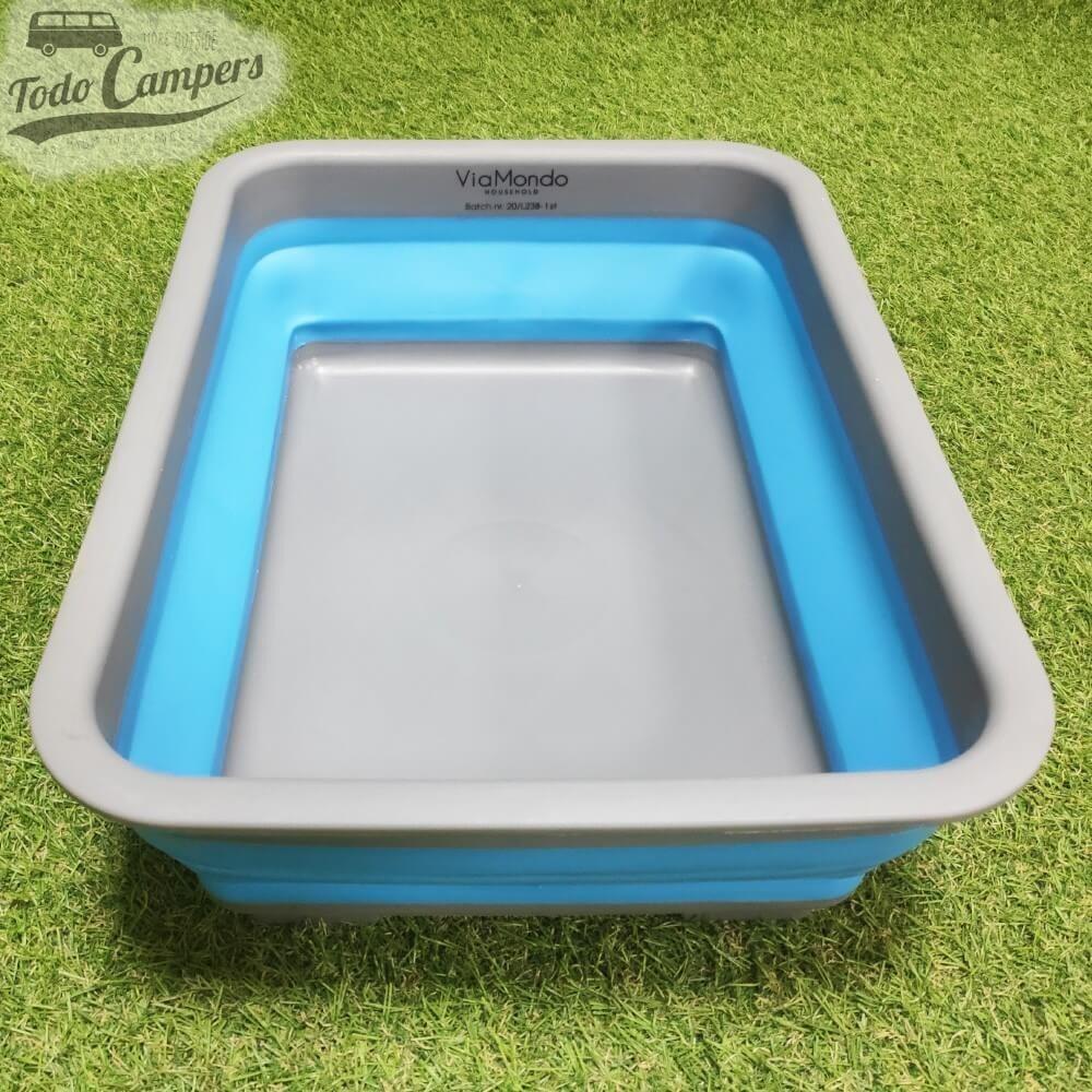 Cesta universal plegable de silicona azul sin asas 5/7