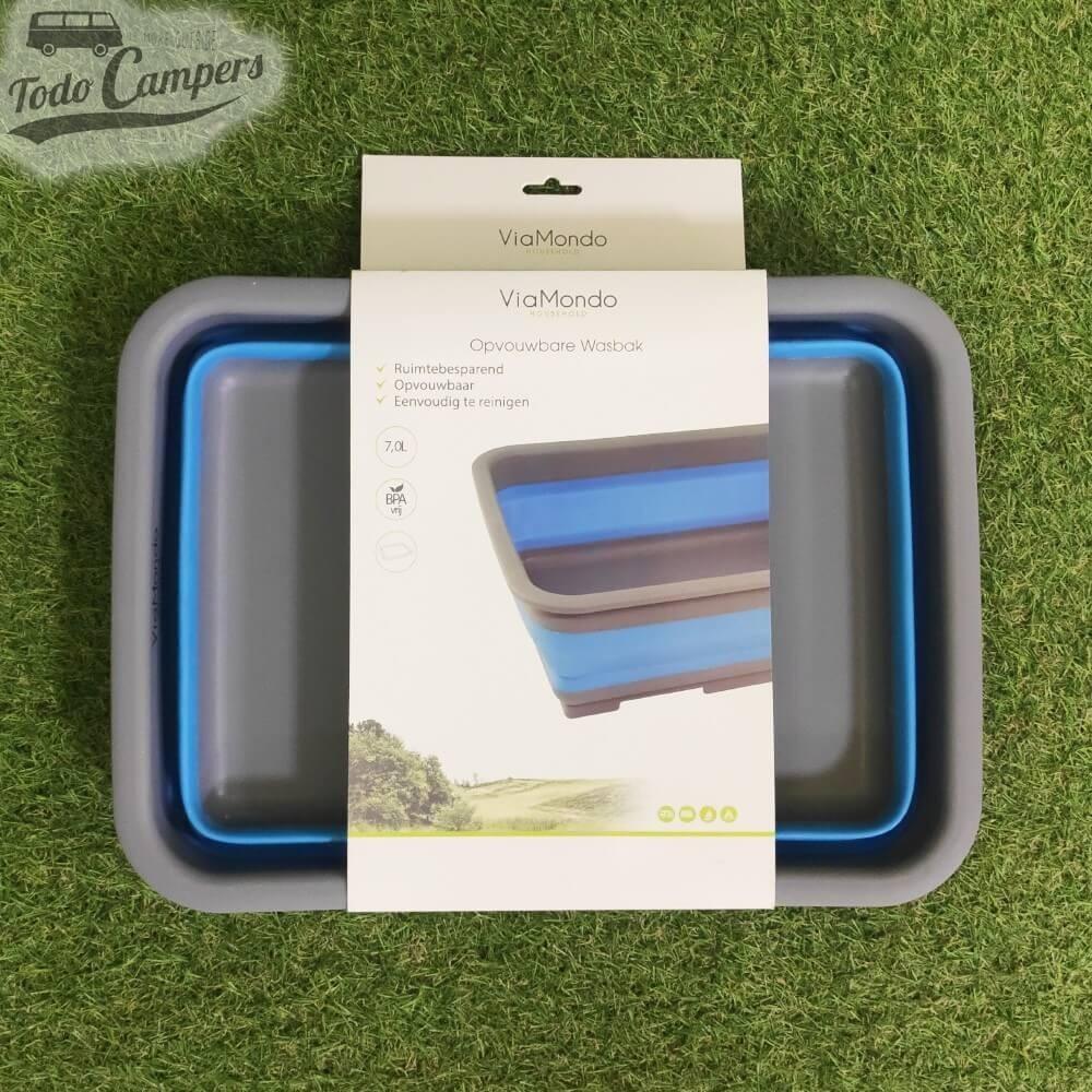 Cesta universal plegable de silicona azul sin asas 4/7