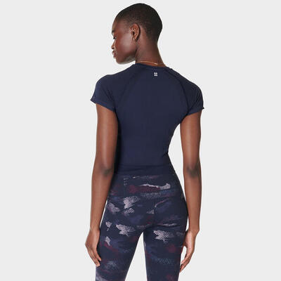 Sweaty betty athlete crop seamless workout t-shirt oranje m