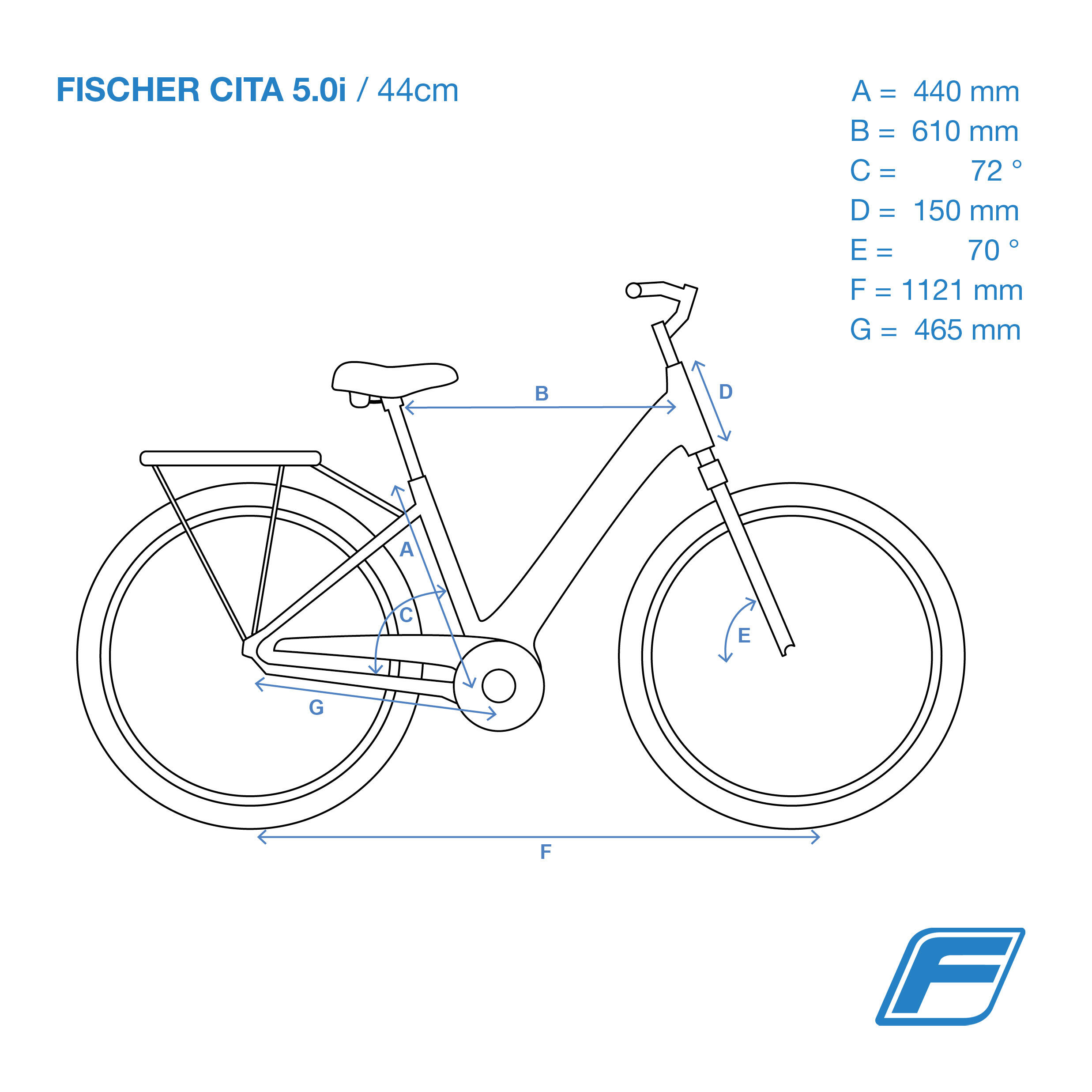 FISCHER City E-Bike CITA 5.0i schiefergrau matt 28 Zoll RH 44 cm 504 Wh 6/8