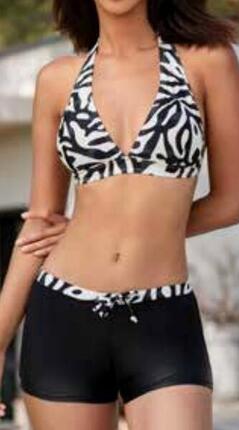 Maillot 2 pièces femme LAGON BLEU MARIE IMPRIME BRILLANT Noir