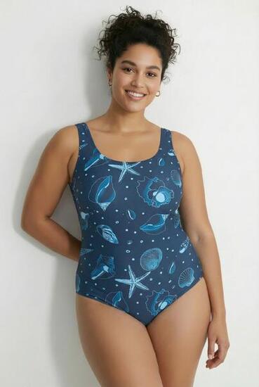 Femme Maillot de bain motif coquillages sans bonnets souples décolleté rond