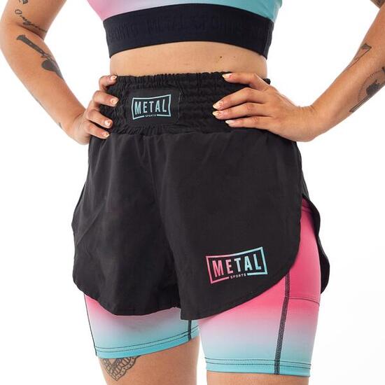 Short MMA 2-en-1 femme Metal Boxe Miami Vibe L