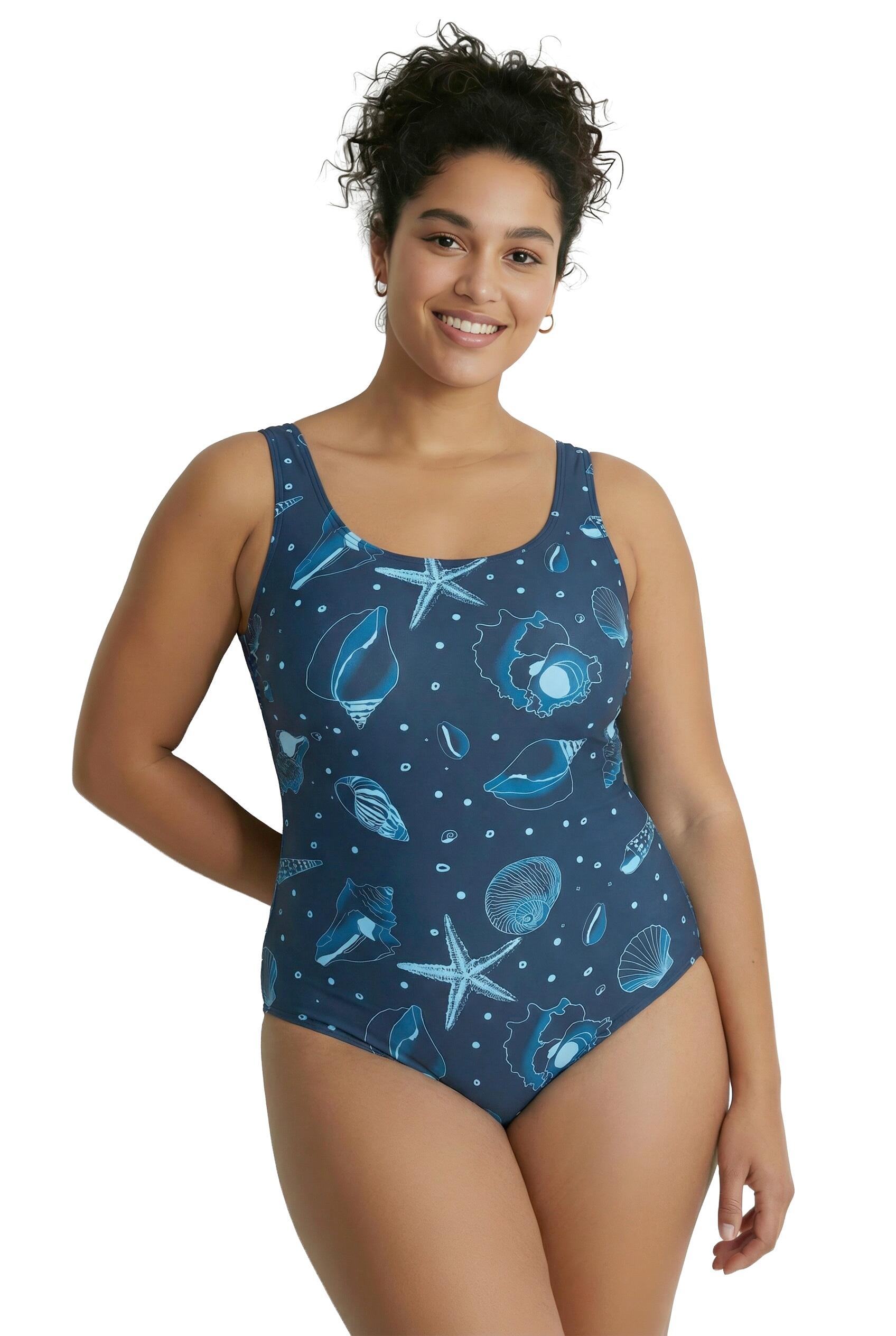 Femme Maillot de bain motif coquillages sans bonnets souples décolleté rond 7/7