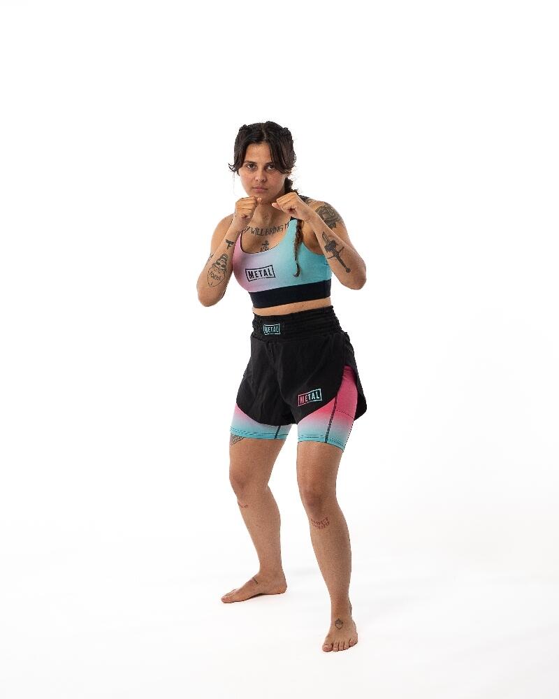MMA Shorts 2-in-1 Damen Metal Boxe Miami Vibe S 5/6
