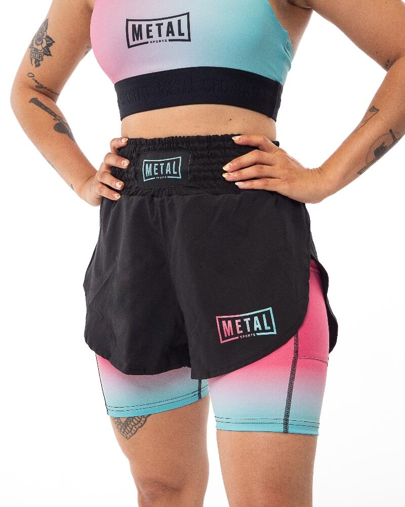 MMA Shorts 2-in-1 Damen Metal Boxe Miami Vibe S 6/6