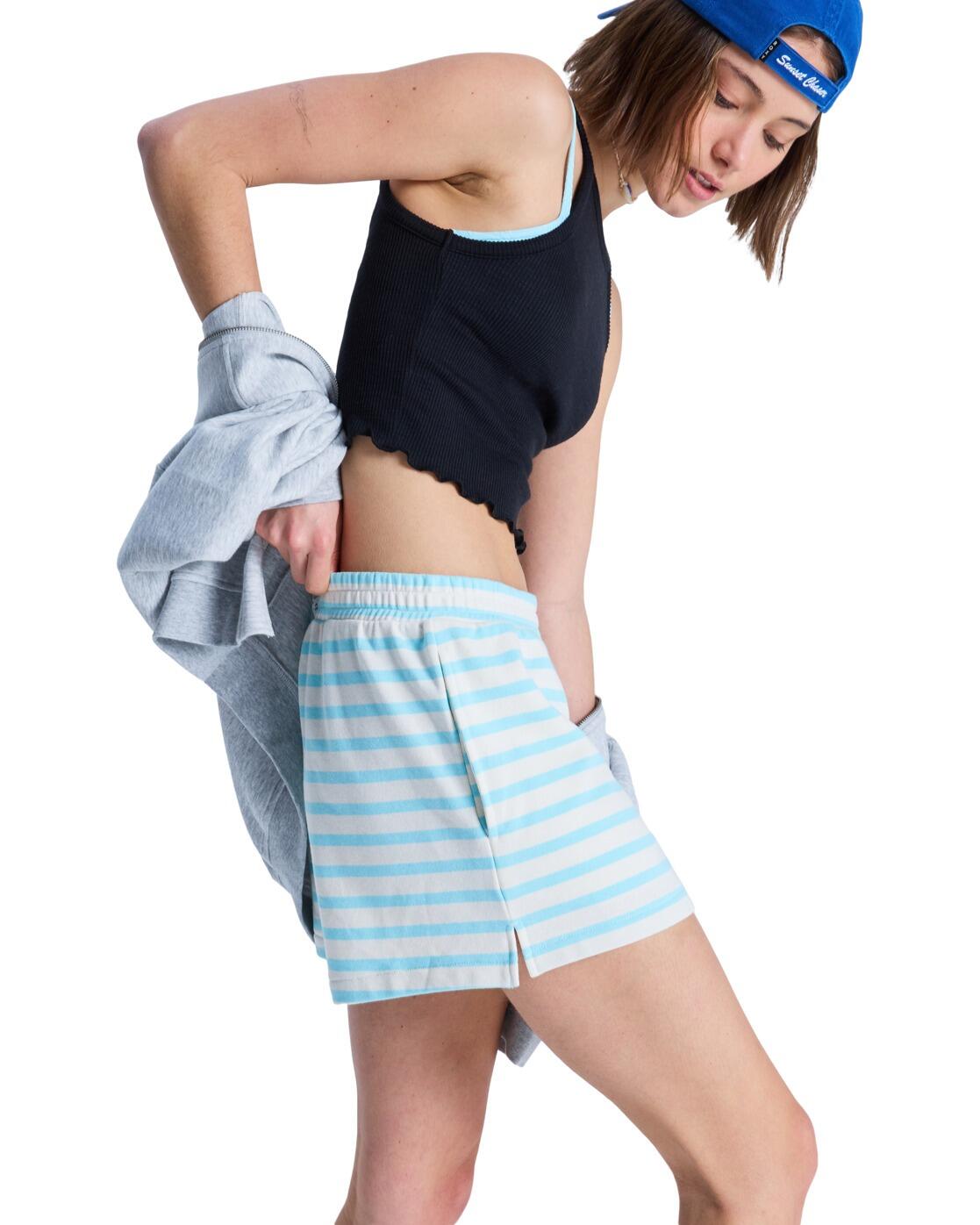 Short en molleton PERFECT STRIPE Bleu Femme 3/4