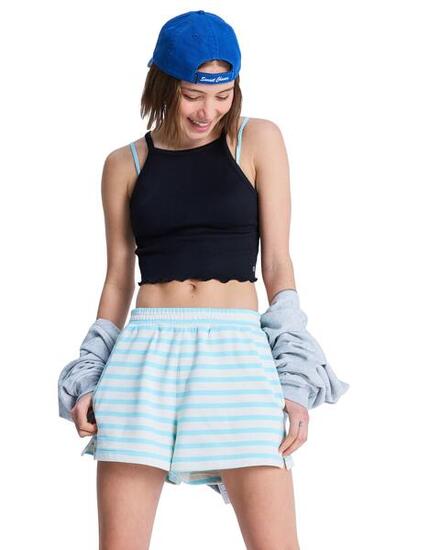 Short en molleton PERFECT STRIPE Bleu Femme