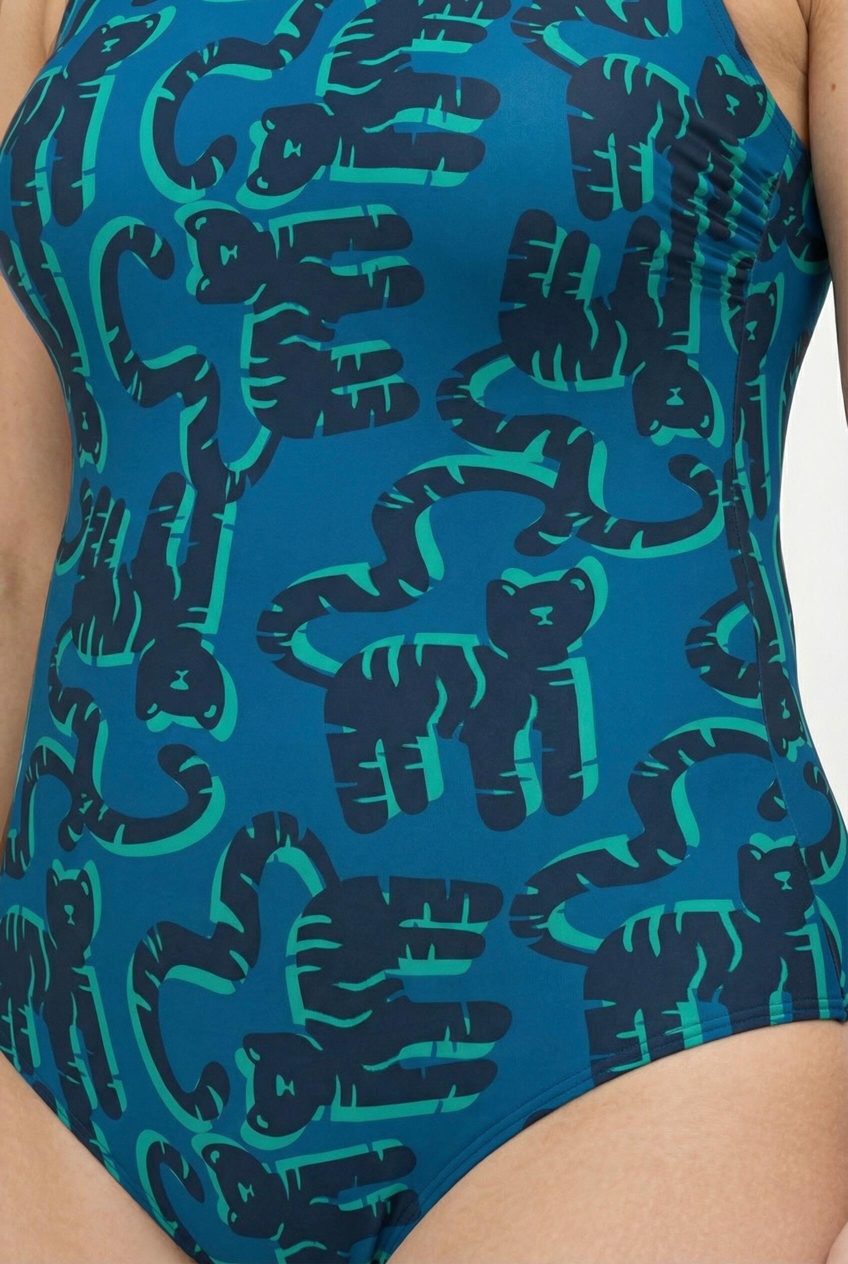 Damen Badeanzug Katzen ohne Softcups Rundhalsausschnitt 5/7