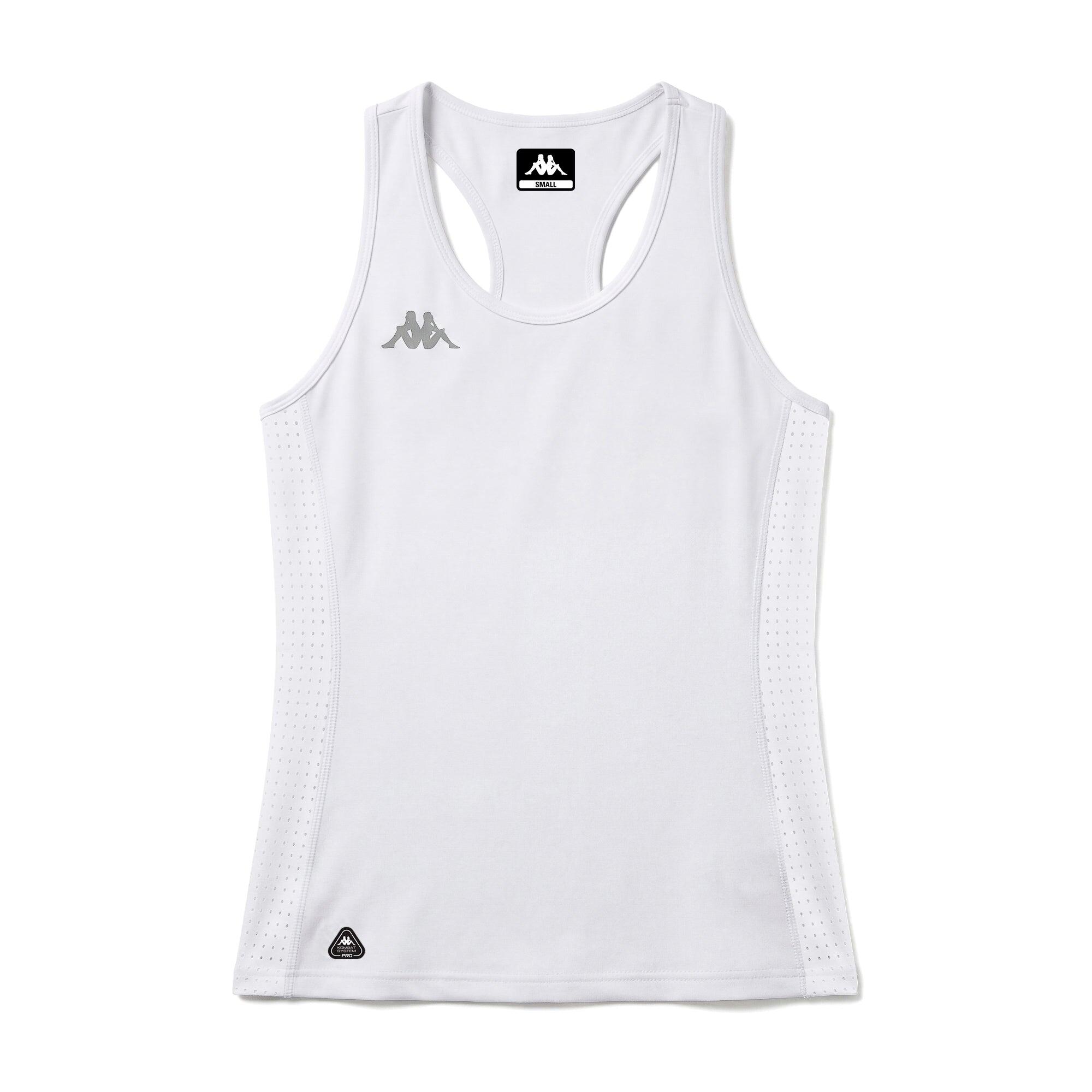Canottiera da donna in poliestere bianco da running