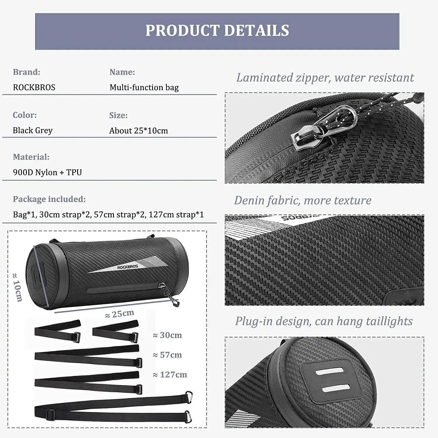 Geantă ghidon ROCKBROS 2L, nylon impermeabil, benzi reflectorizante 5/7