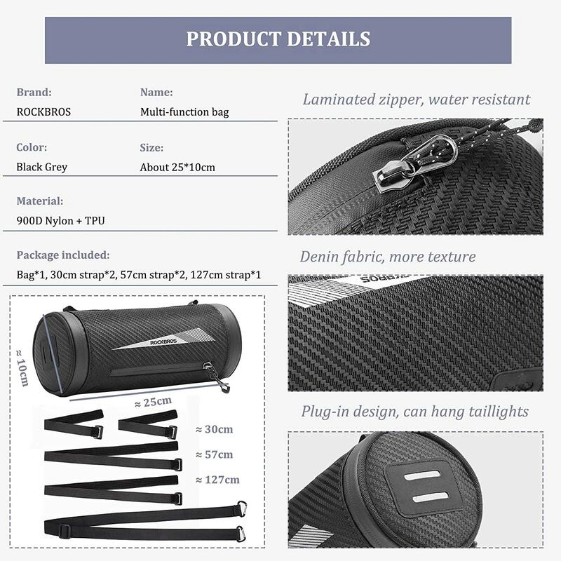 Geantă ghidon ROCKBROS 2L, nylon impermeabil, benzi reflectorizante