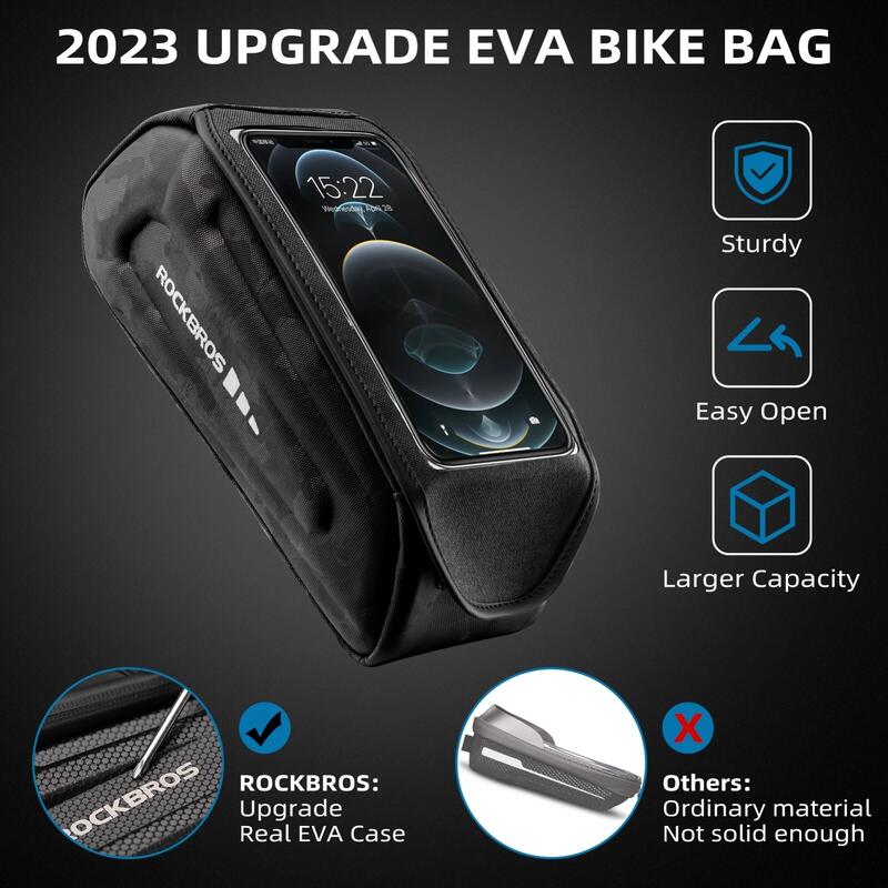 Geantă RockBros pentru cadru/ghidon EVA 1,7 L, buzunar telefon, velcro