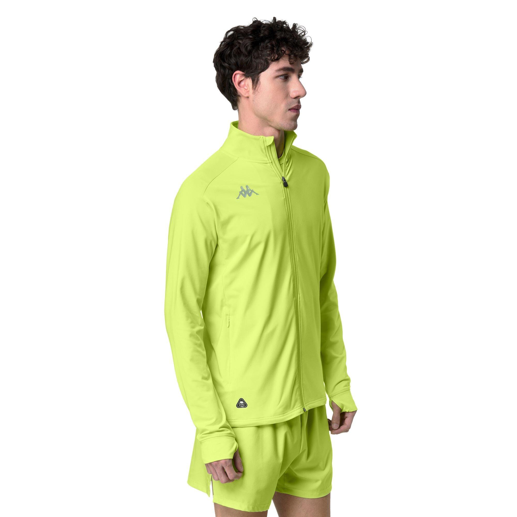 Felpa con zip da uomo in poliestere verde da running 5/6