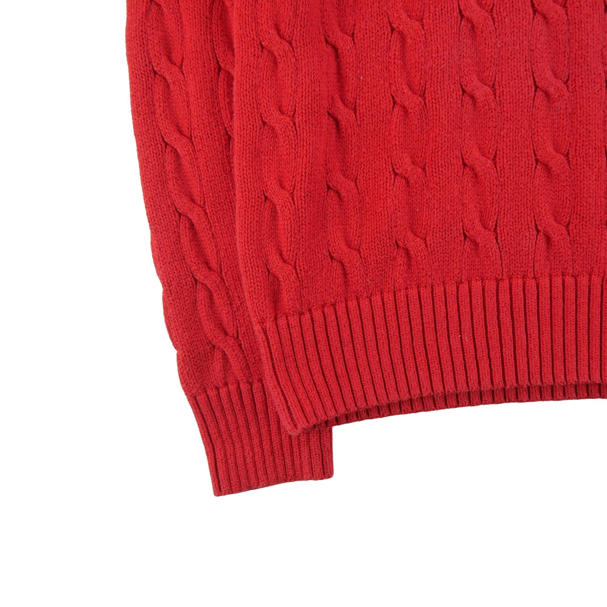 Men's Cable Knit Twisted Red Sweater 4/6