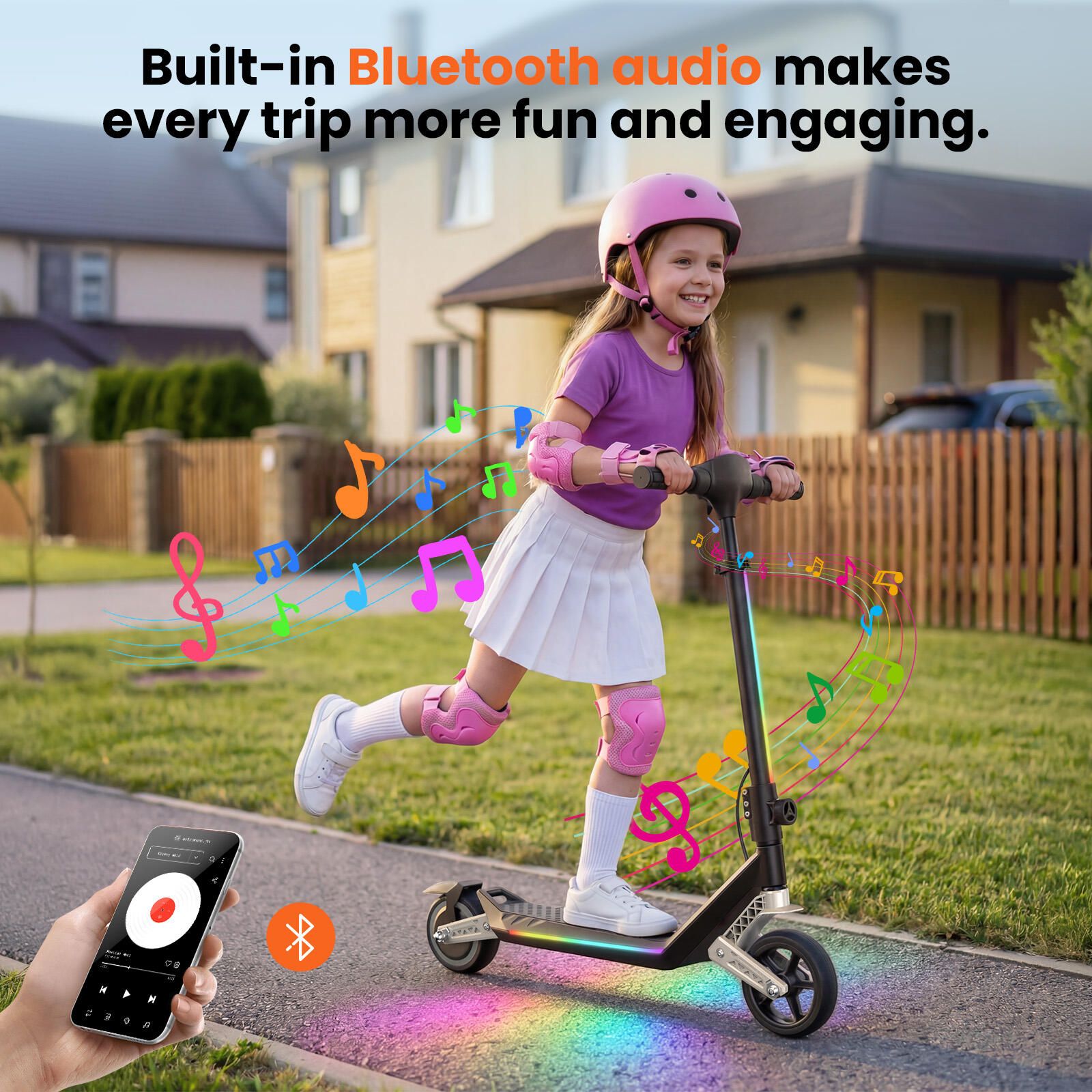 Dětská elektrická koloběžka iScooter K6 s Bluetooth reproduktorem, 21,6 V 2,6 Ah 5/7